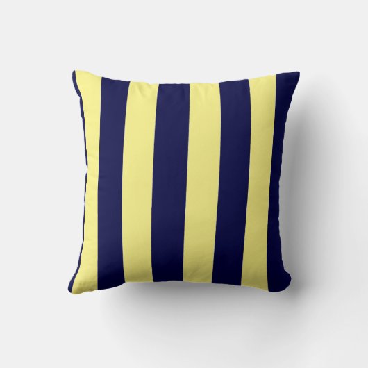 ネイビストライプーブルーとイエローの クッション (裏面)
