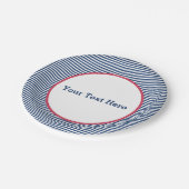 ネイビストライプー縁ど、赤、アメリカ、愛国心 ペーパープレート (アングル)