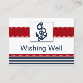 ネイビストライプー、いかり、航海のwishing well card エンクロージャーカード