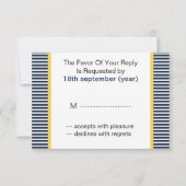 ネイビストライプー,コンパ航海のスウェディングrsvp 3.5 x 5 出欠カード (裏面)