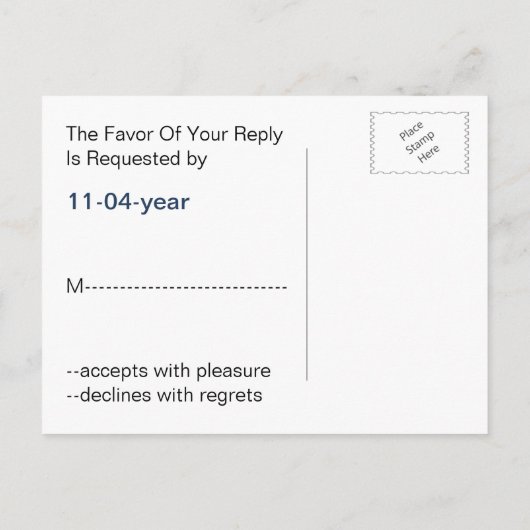 ネイビストライプー、ライトハウス、ウェディング航海のrsvp インビテーションポストカード (裏面)