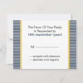 ネイビストライプー、ライトハウス、ウェディング航海のrsvp 出欠カード (裏面)