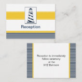 ネイビストライプー、ライトハウス、航海の披露宴カード エンクロージャーカード (正面/裏面)