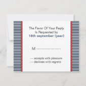 ネイビストライプー、ライフブイ航海のー、ウェディング 出欠カード (裏面)