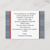 ネイビストライプー,灯台,ギフト航海の登録 エンクロージャーカード (裏面)