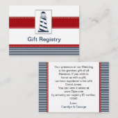 ネイビストライプー,灯台,ギフト航海の登録 エンクロージャーカード (正面/裏面)