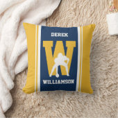 ネイビストライプー&金ゴールドサッカー装飾用クッション クッション (ブランケット)