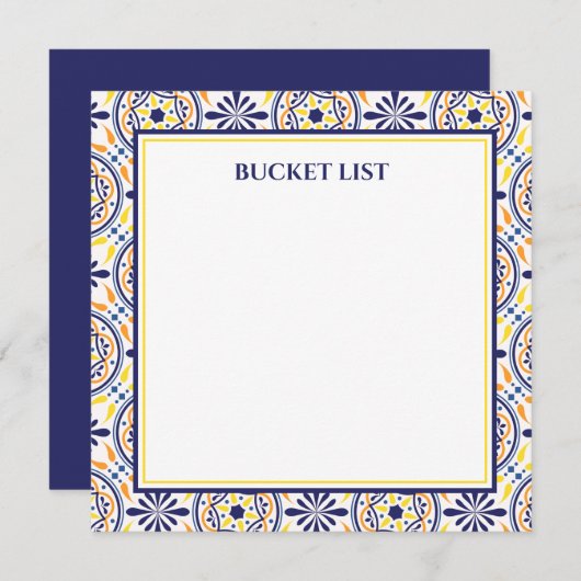 ネイビスペインのイエロータイル地中海のバケットリスト 招待状 (正面/裏面)