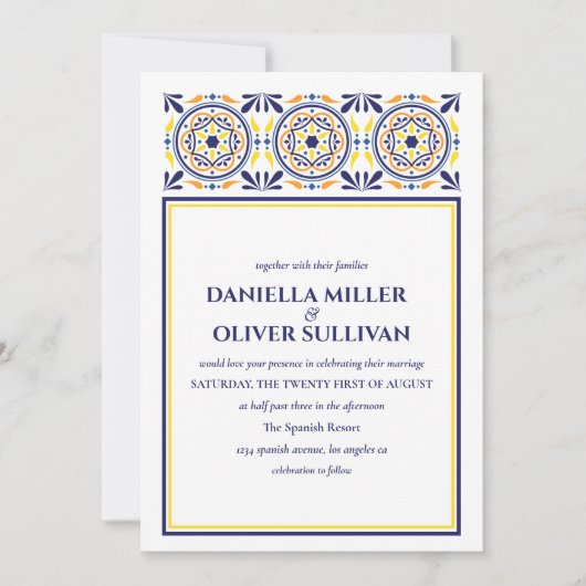 ネイビスペインのイエロータ地中海のイル結婚ズ 招待状 (正面)
