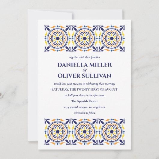 ネイビスペインのイエロータ地中海のイル結婚ズ 招待状 (正面)