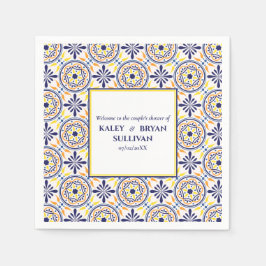 ネイビスペインのイエロ地中海のー結婚タイルV1 スタンダードカクテルナプキン