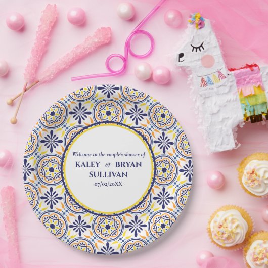 ネイビスペインのイエロ地中海のー結婚タイルV1 ペーパープレート (パーティー)