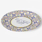 ネイビスペインのイエロ地中海のー結婚タイルV1 ペーパープレート (アングル)