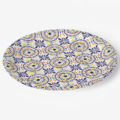 ネイビスペインのイエロ地中海のー結婚タイルV2 ペーパープレート (アングル)