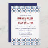 ネイビスペインのーとレッドタイル地中海の結婚ズ 招待状 (正面/裏面)