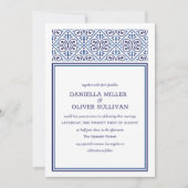 ネイビスペインのータイル地中海のフレ結婚ーム 招待状 (正面)