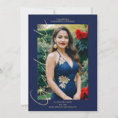 ネイビスペインのートレンディーフォトスクリプトタイポグラフィグラード 招待状 (正面)