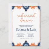 ネイビスペインのー&オレンジリハーサルディナー招待状 招待状 (正面)