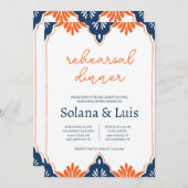 ネイビスペインのー&オレンジリハーサルディナー招待状 招待状 (正面/裏面)