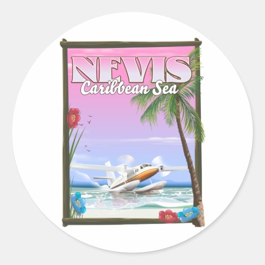 ネイビス 休日 ポスター カード ラウンドシール (正面)