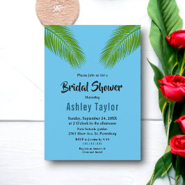ネイビトロピカルパームコーストビーチブライダルシャワー 招待状