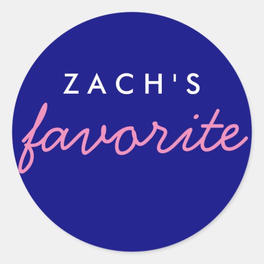 ネイビパーソナライズされたお気に入りのーとピンク ラウンドシール (正面)