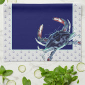 ネイビパーソナライズされたーいかり航海のレシピ記念 キッチンタオル (折り畳み)