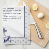 ネイビパーソナライズされたーいかり航海のレシピ記念 キッチンタオル (四つ折り)