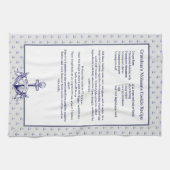 ネイビパーソナライズされたーいかり航海のレシピ記念 キッチンタオル (横)