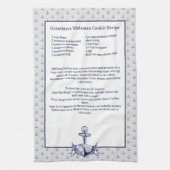 ネイビパーソナライズされたーいかり航海のレシピ記念 キッチンタオル (縦)