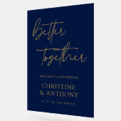 ネイビパーソナライズされたーと金ゴールドが一緒に結婚良い アクリルサイン (傾斜)