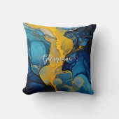 ネイビパーソナライズされたーと金ゴールドインクフルード芸術 クッション (正面)