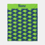 ネイビパーソナライズされたーのグリーンウミガメ フリースブランケット (正面)