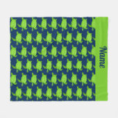 ネイビパーソナライズされたーのグリーンウミガメ フリースブランケット (正面(横))