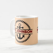 ネイビパーソナライズされたーカスタムブルーいかりキャプテンギフト コーヒーマグカップ (正面左)