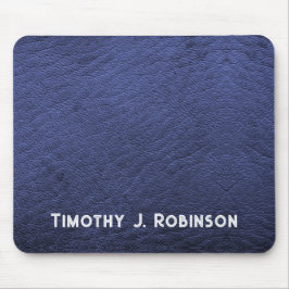 ネイビパーソナライズされたーフェイクブルーレザーマウスパッド マウスパッド