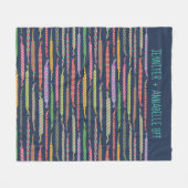 ネイビパーソナライズされたーブルフレンドシップブレスレット フリースブランケット (正面(横))