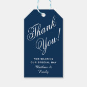 ネイビパーソナライズされたーブルーありがとう結婚式の引き出物 ギフトタグ (正面)