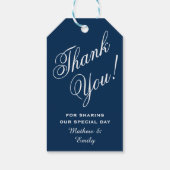 ネイビパーソナライズされたーブルーありがとう結婚式の引き出物 ギフトタグ (裏面)