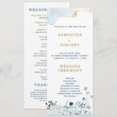 ネイビパーソナライズされたーブルーおよび金ゴールドプログラムテンプレート 招待状 (正面/裏面)