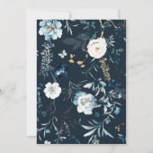 ネイビパーソナライズされたーブルーと金ゴールド結婚バンドル 招待状 (裏面)