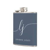 ネイビパーソナライズされたーブルーバチェロレッテ フラスク (左)