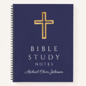 ネイビパーソナライズされたーブルー宗教十字架 ノートブック (正面)