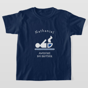 ネイビパーソナライズされたーブルー素晴らしビッグブラザー Tシャツ