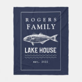 ネイビパーソナライズされたーブルー素朴フリースブランケット フリースブランケット (正面)