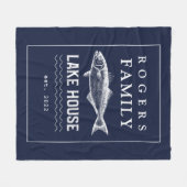 ネイビパーソナライズされたーブルー素朴フリースブランケット フリースブランケット (正面(横))
