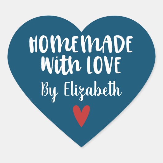 ネイビパーソナライズされたーブルー自家製ラヴ ハートシール (正面)