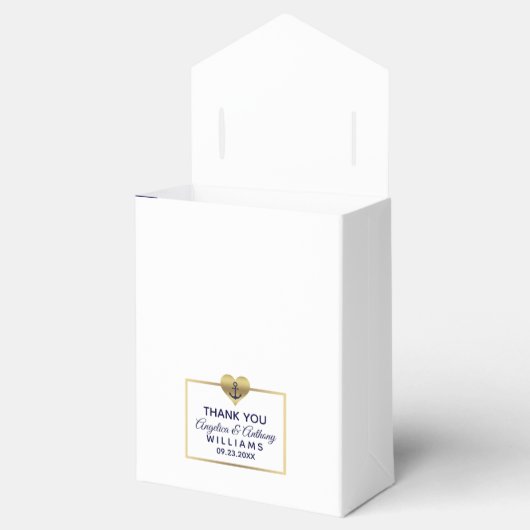 ネイビパーソナライズされたーブルー航海のハート結婚ズ フェイバーボックス (オープン)