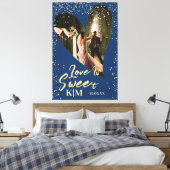 ネイビパーソナライズされたーブルー金ゴールド愛は甘い結婚 キャンバスプリント (インサイチュ (寝室))