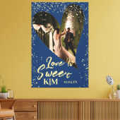 ネイビパーソナライズされたーブルー金ゴールド愛は甘い結婚 キャンバスプリント (インサイチュ (リビング))
